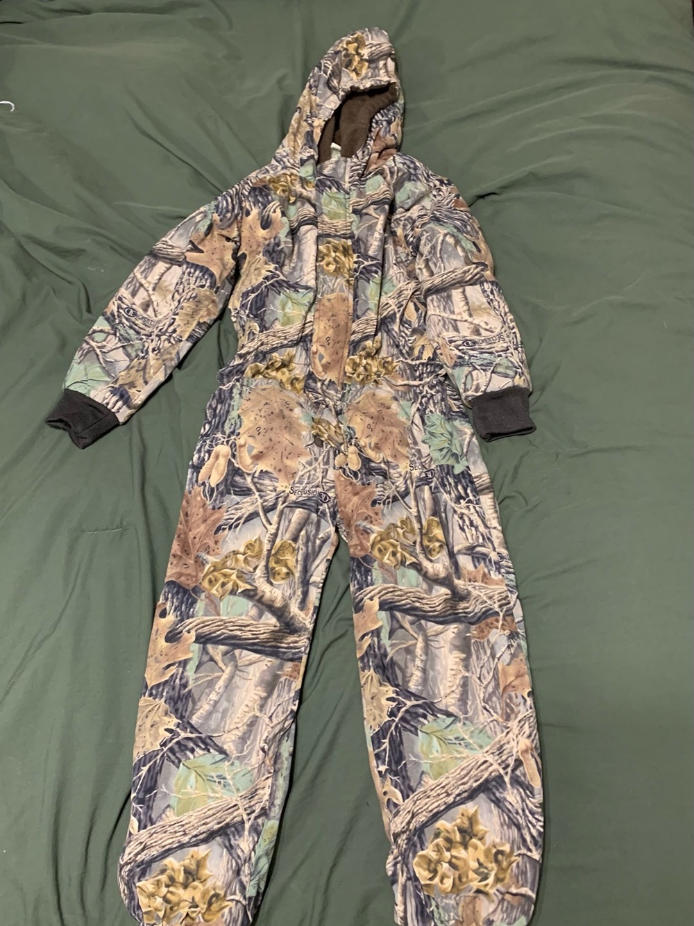 Cabela's Kids Camouflage Hooded One-Piece Romper in Woodland Camo